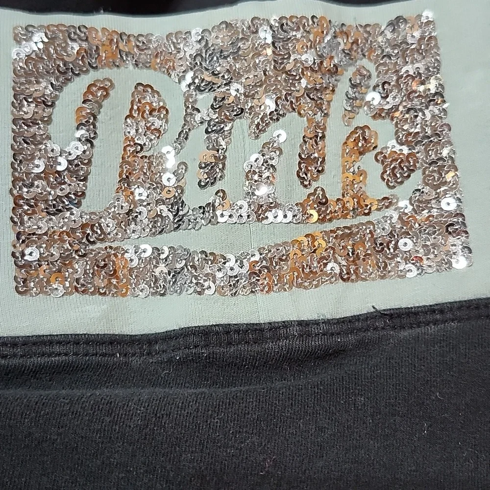 VINTAGE VS PINK YOGA 2016 BLACK SILVER SEQUINS COTTON LEGGINGS